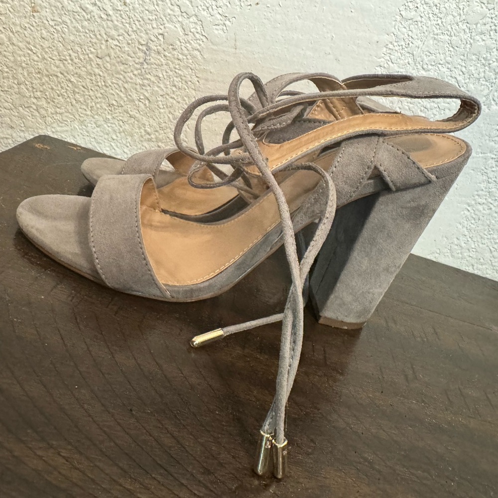 Elegant Gray Block Heel Sandals